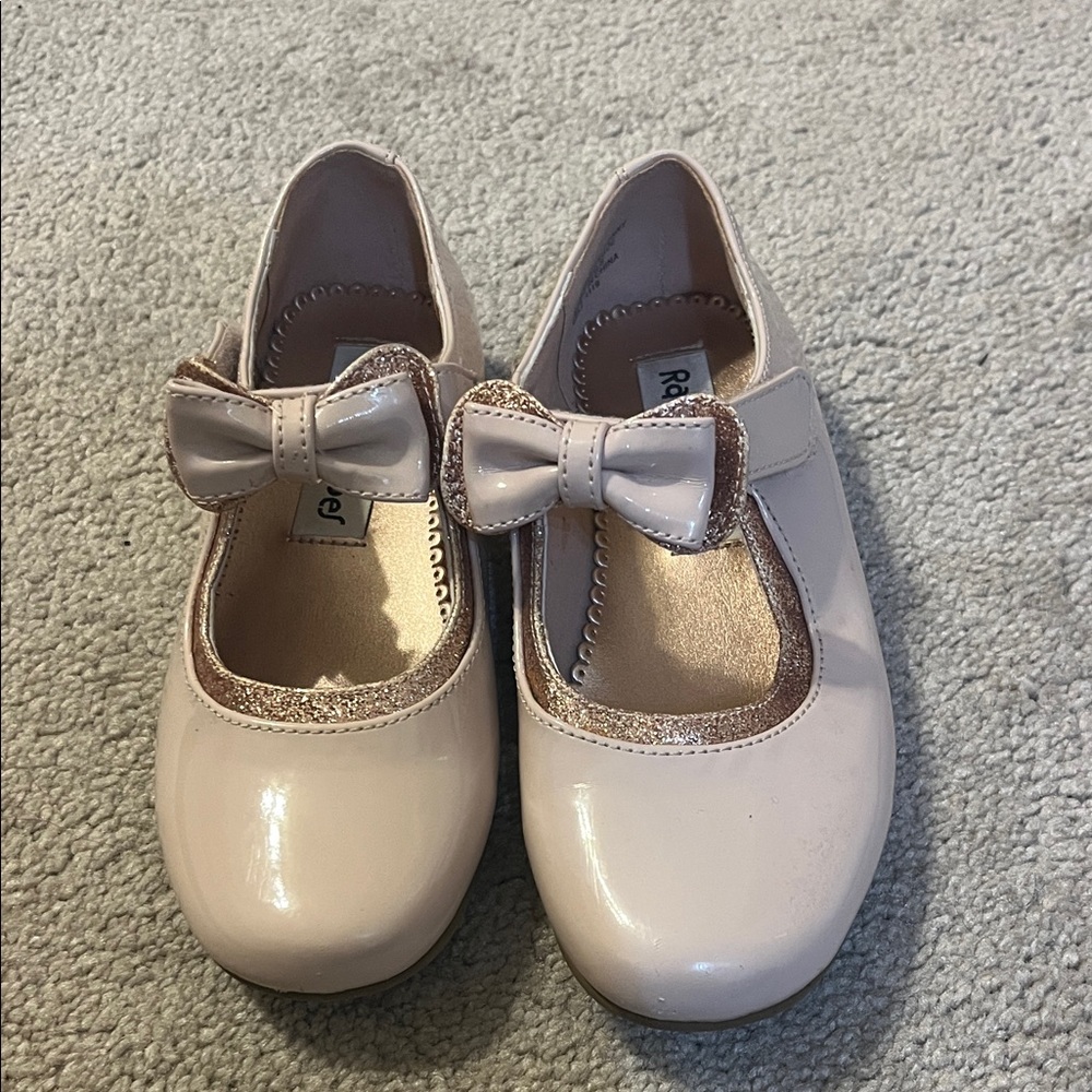 Rachel girls Patent Leather and glitter Bow Shoes - pink